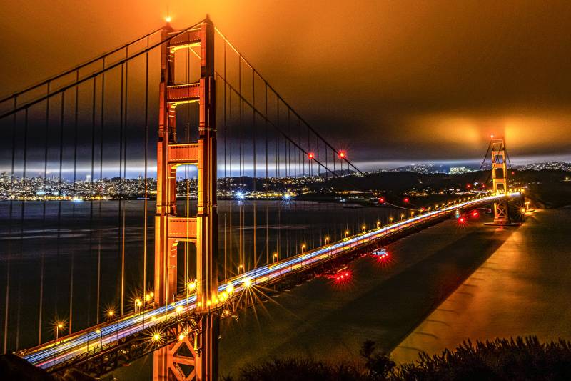Golden Gate Bridge By Night, To  Ngocan , Usa